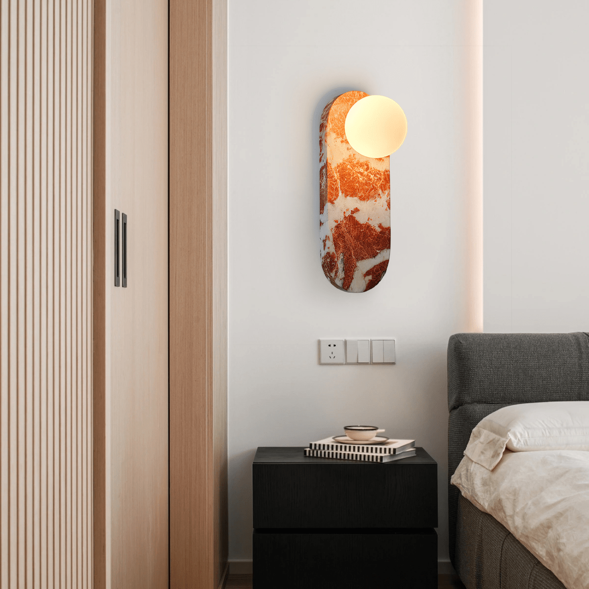 Applique murale moderne Aran en Marbre, Verre Noir