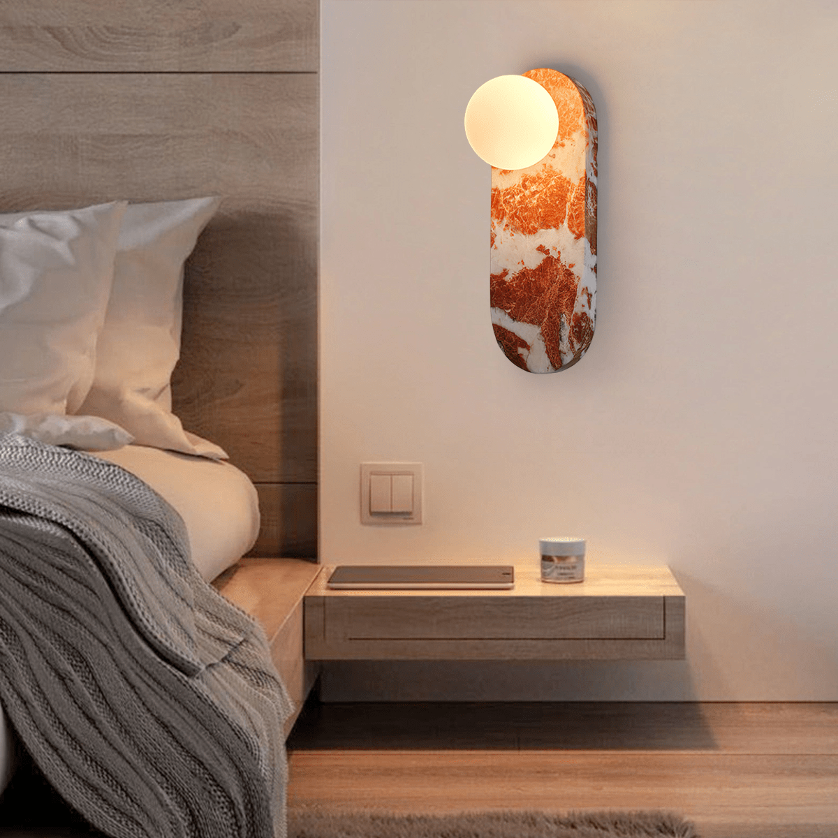 Applique murale moderne Aran en Marbre, Verre Marron