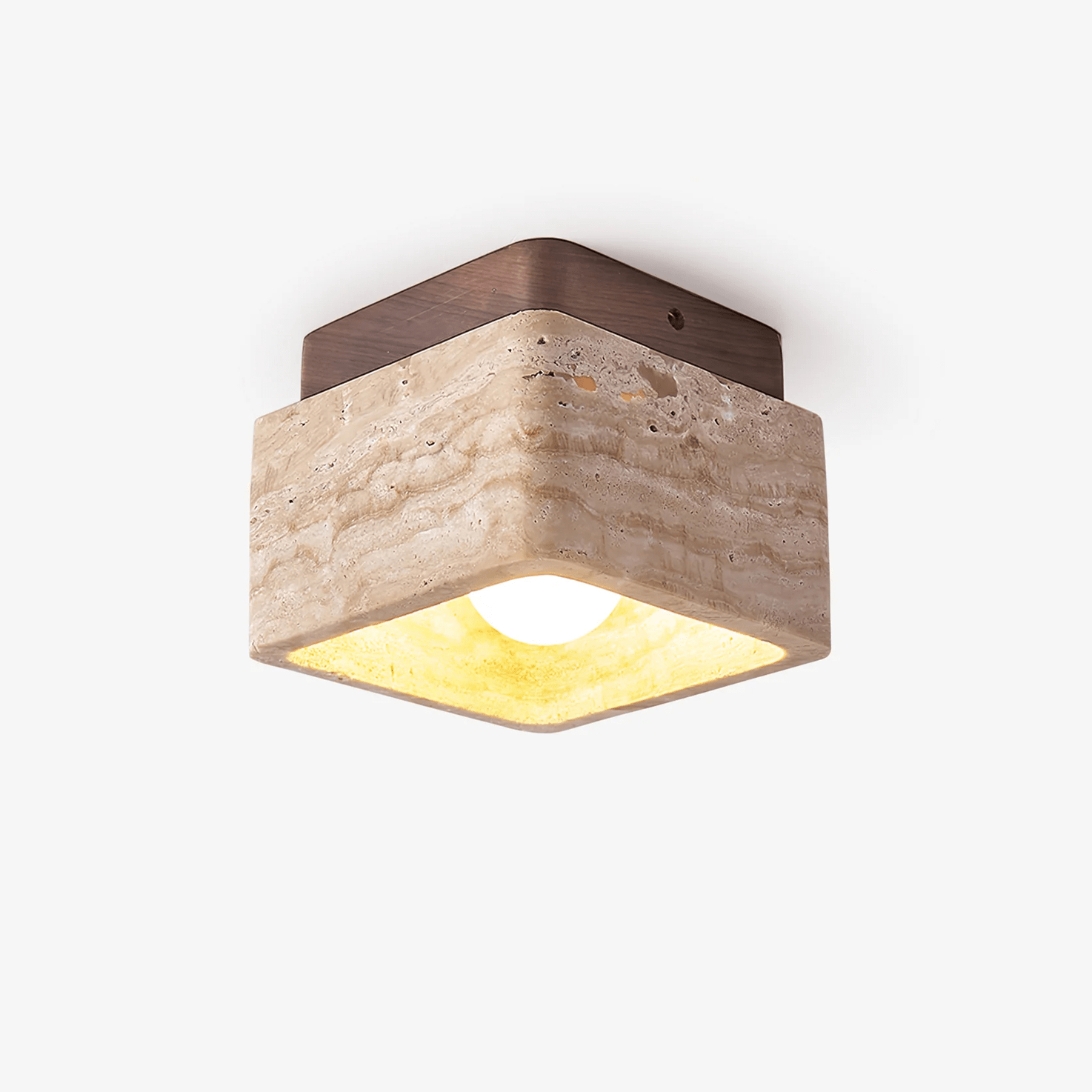 Plafonnier moderne Lin en Bois et travertin jaune