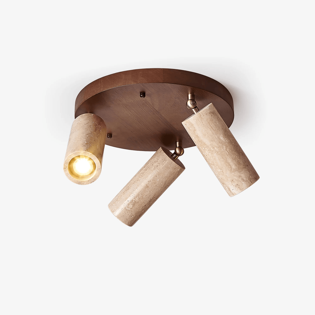 Plafonnier moderne Hoskuld en Bois et travertin jaune
