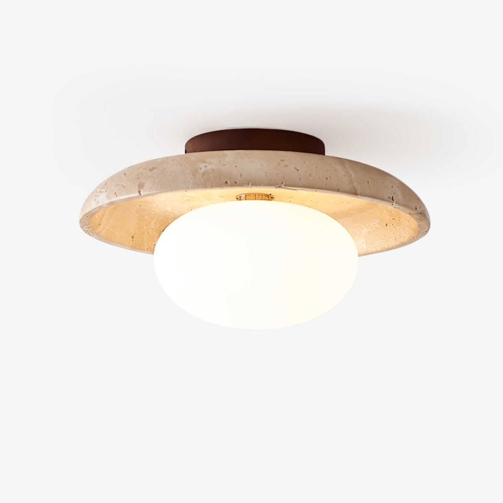 Plafonnier moderne Frits en Travertin jaune et blanc
