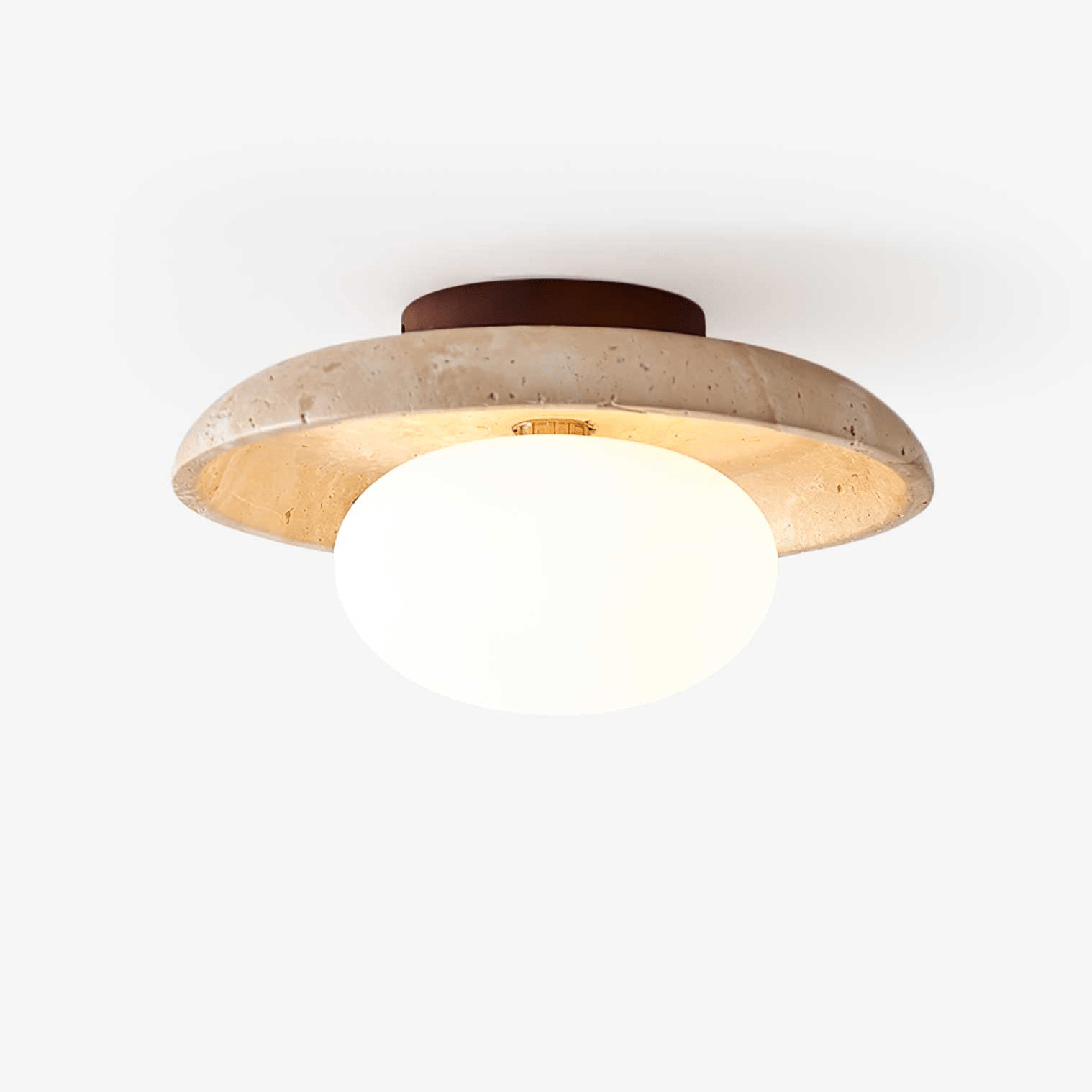 Plafonnier moderne Frits en Travertin jaune et blanc