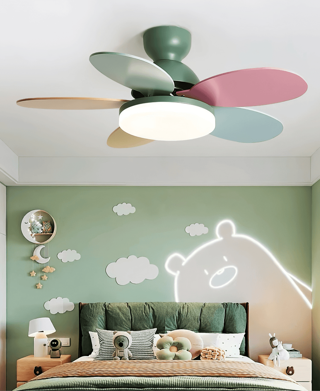 Ventilateur de plafond moderne Berndt en Bois