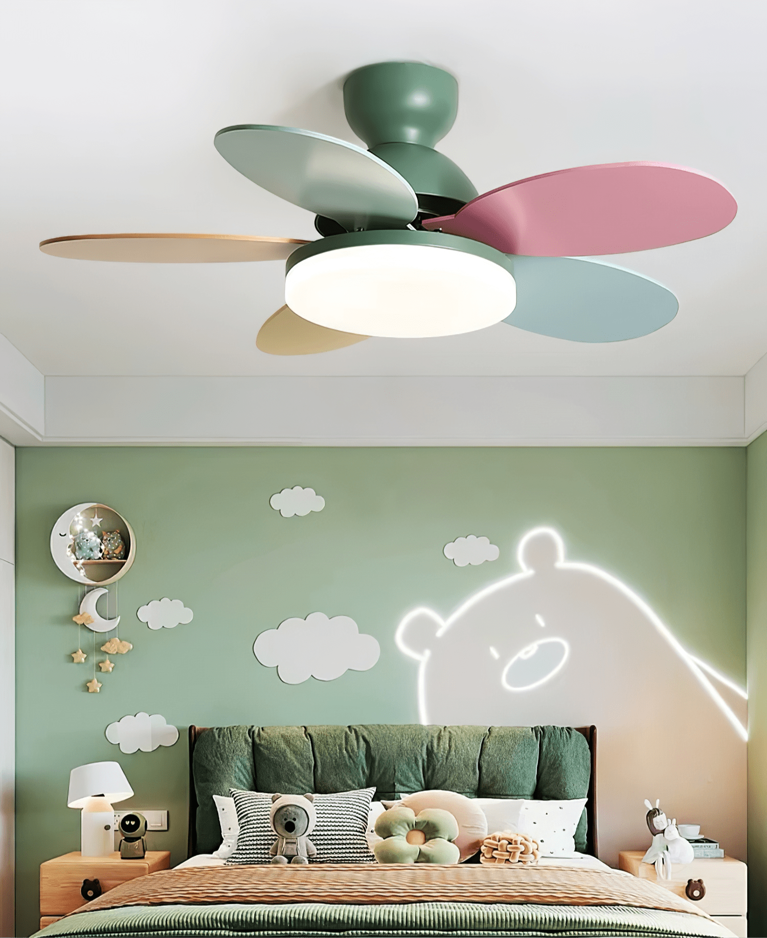 Ventilateur de plafond moderne Berndt en Bois