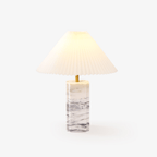 Lampe à poser moderne Devan en Blanc abat-jour et blanc marbre