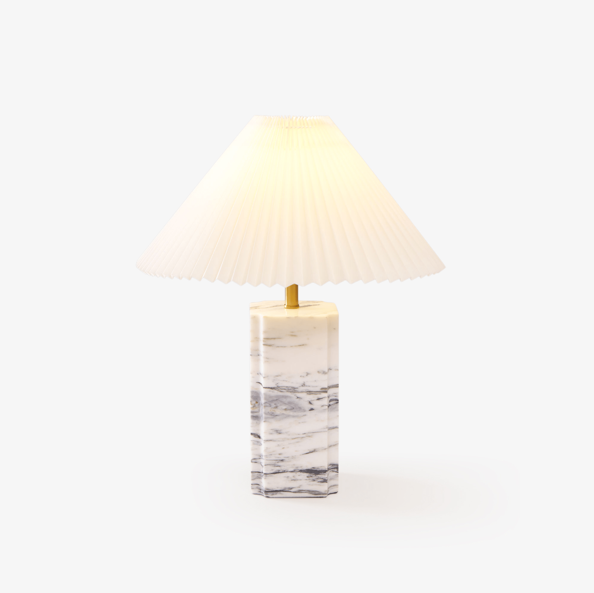 Lampe à poser moderne Devan en Blanc abat-jour et blanc marbre