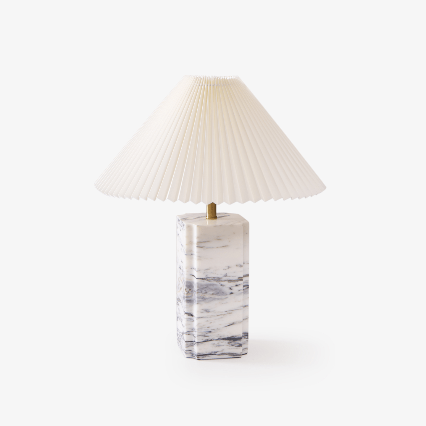 Lampe à poser moderne Devan en Blanc abat-jour et blanc marbre