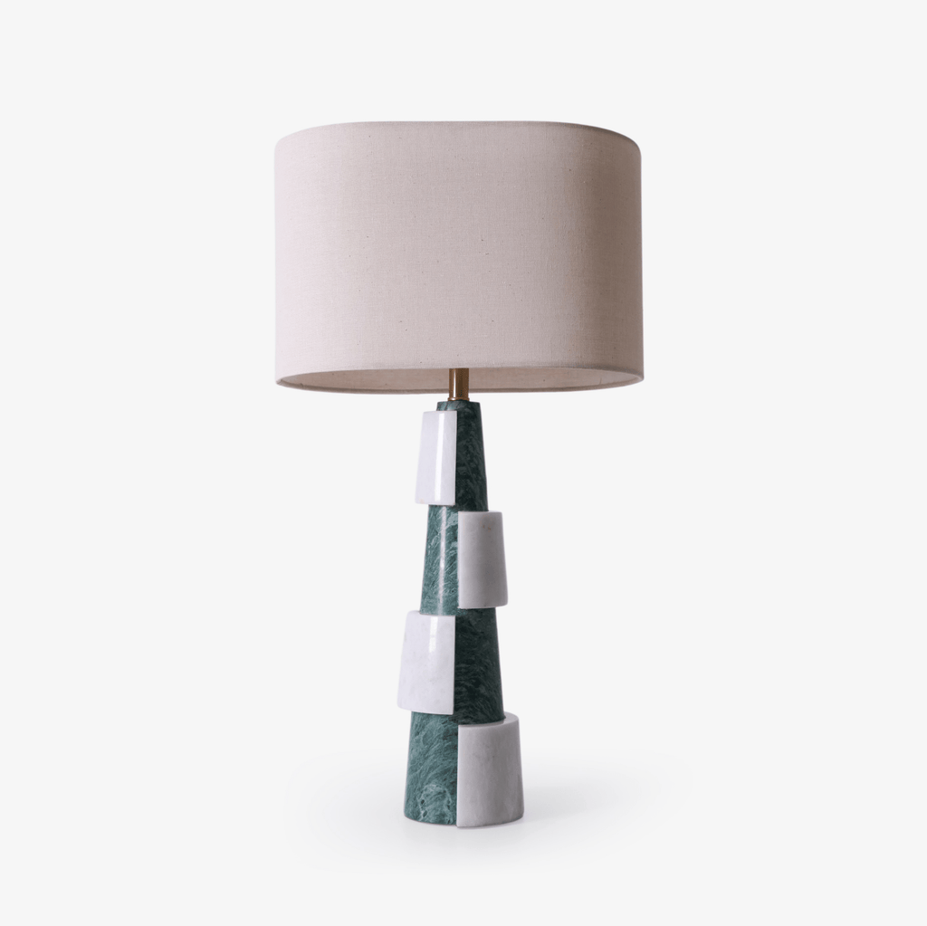 Lampe à poser moderne Dadi en Marbre Vert et blanc