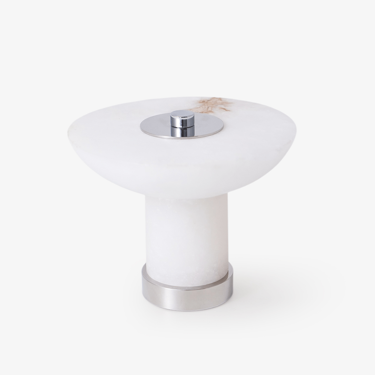 Lampe à poser moderne Ottar en Albâtre Chrome et blanc