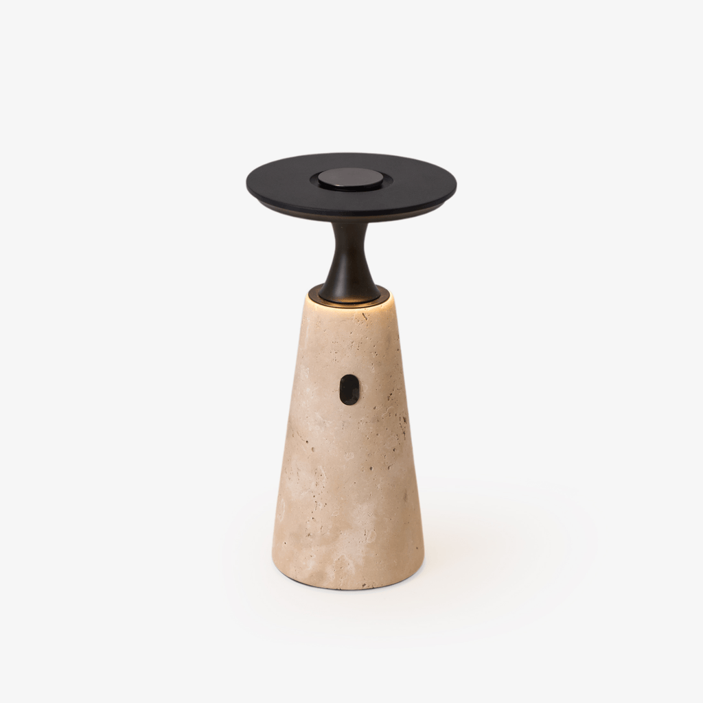 Lampe à poser moderne Toralv en Travertin jaune et noir