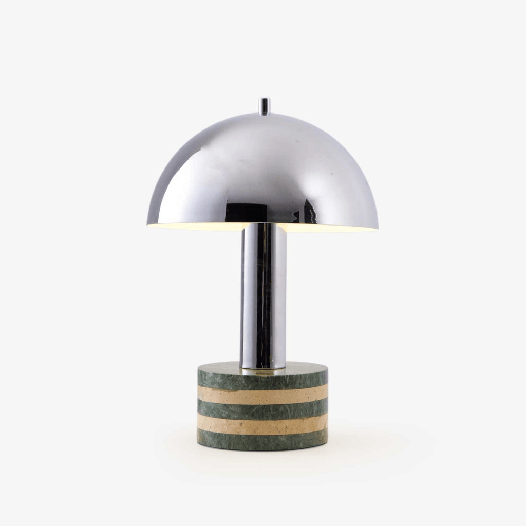 Lampe à poser moderne Agaton en chrome Gris et beige
