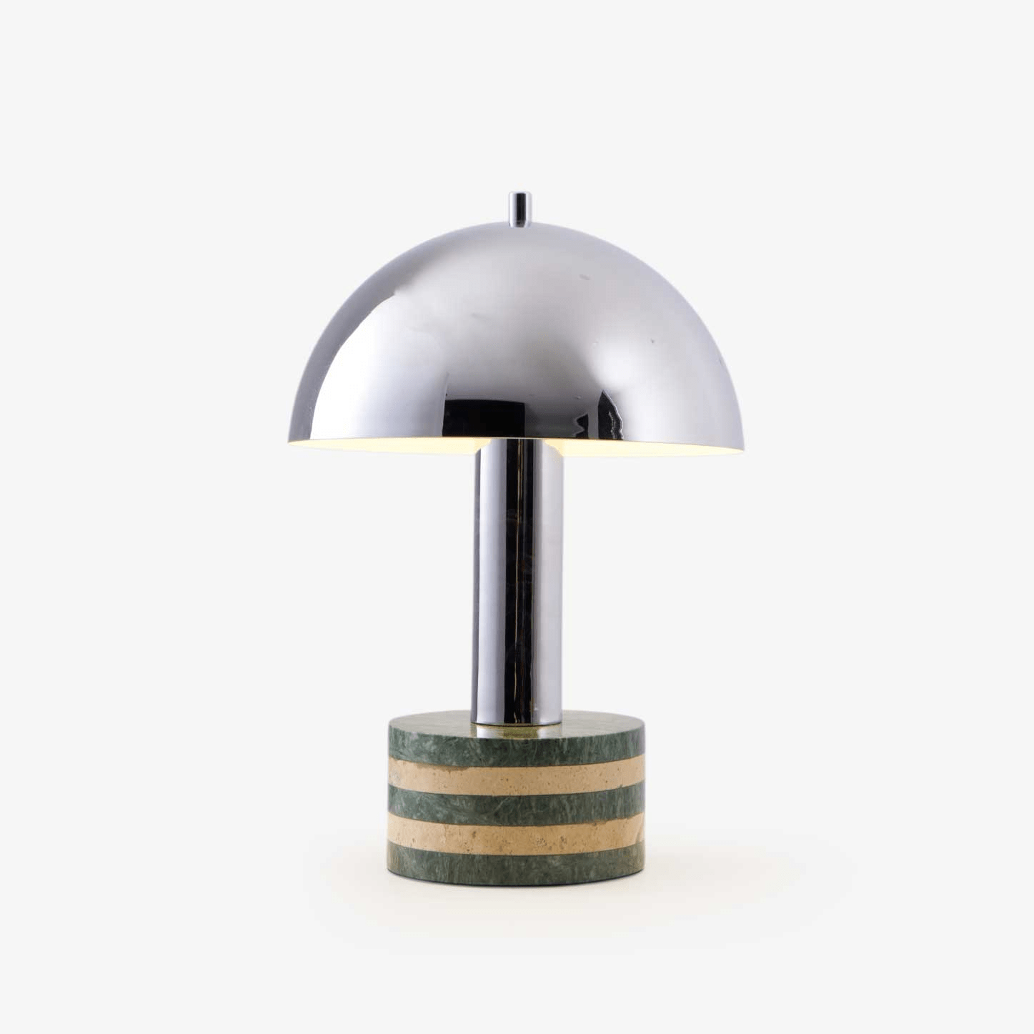 Lampe à poser moderne Agaton en chrome Gris et beige