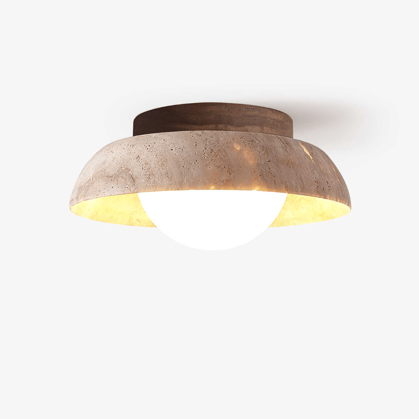 Plafonnier moderne Rove en Noyer et travertin jaune