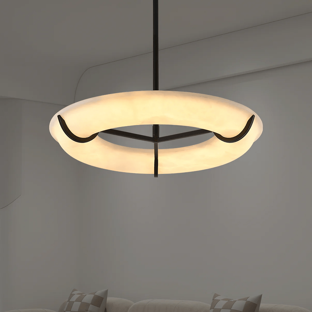 Suspension moderne Lance en Albâtre Noir et blanc