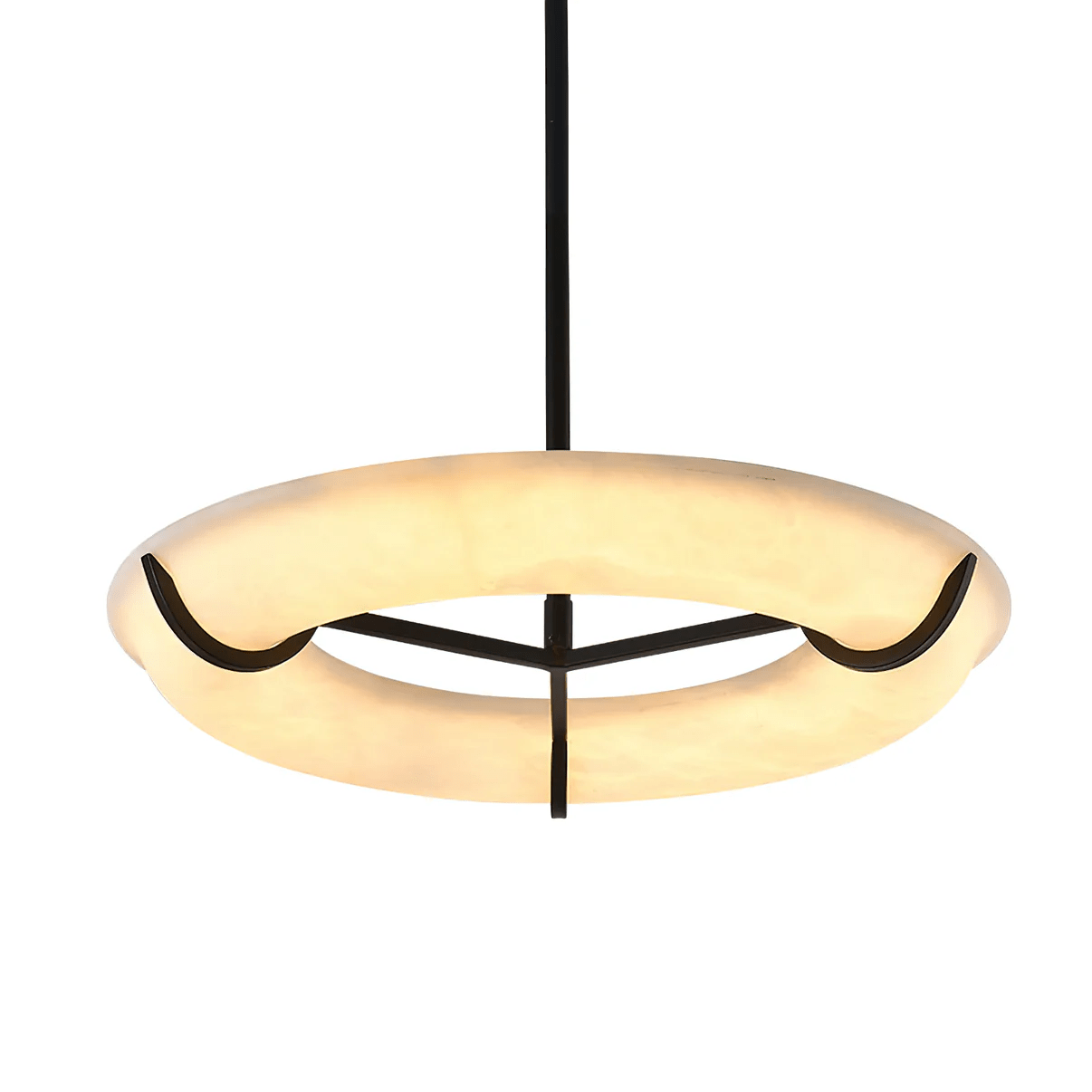 Suspension moderne Lance en Albâtre Noir et blanc
