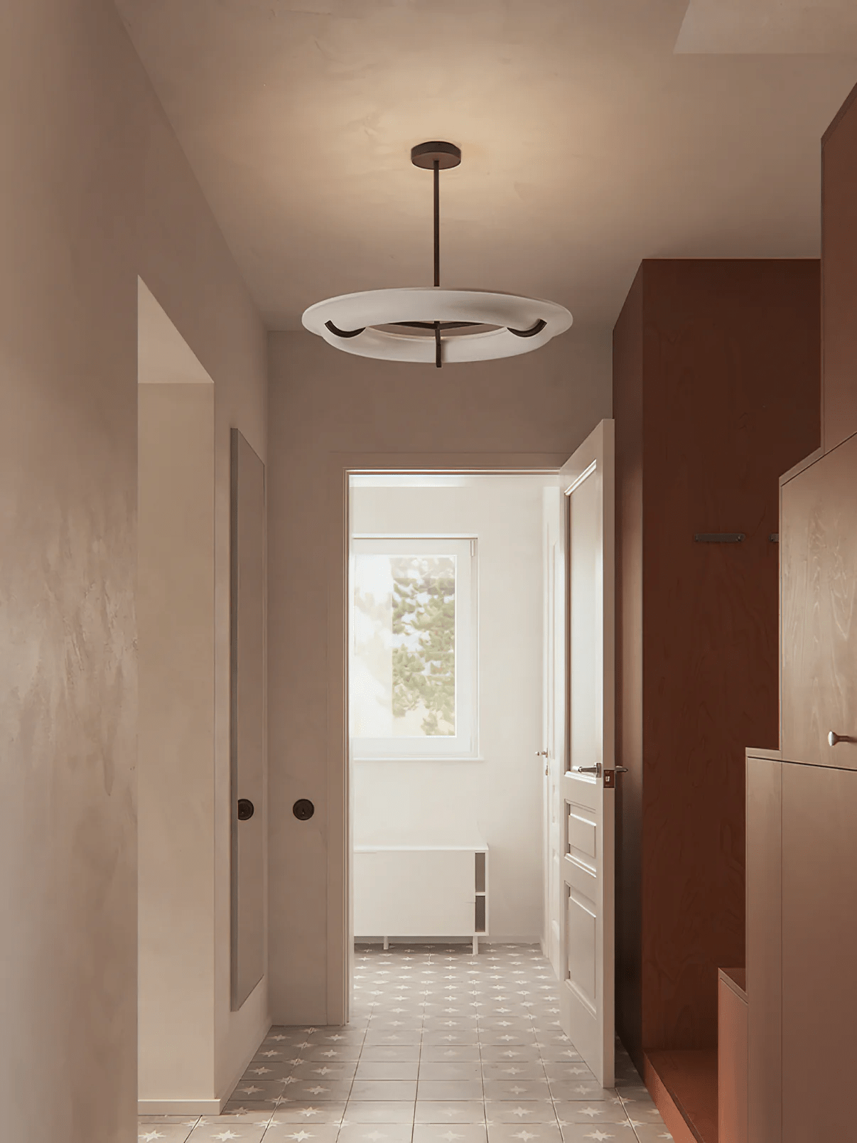 Suspension moderne Lance en Albâtre Noir et blanc