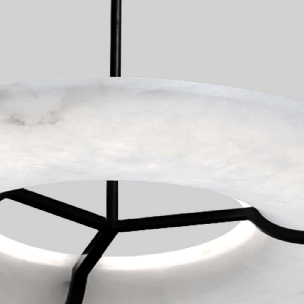 Suspension moderne Lance en Albâtre Noir et blanc