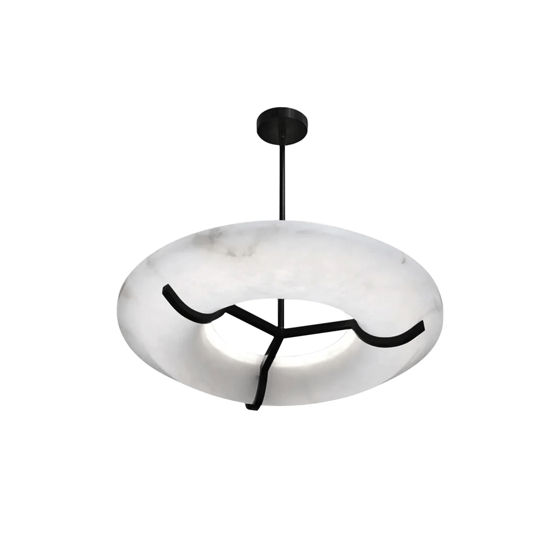 Suspension moderne Lance en Albâtre Noir et blanc
