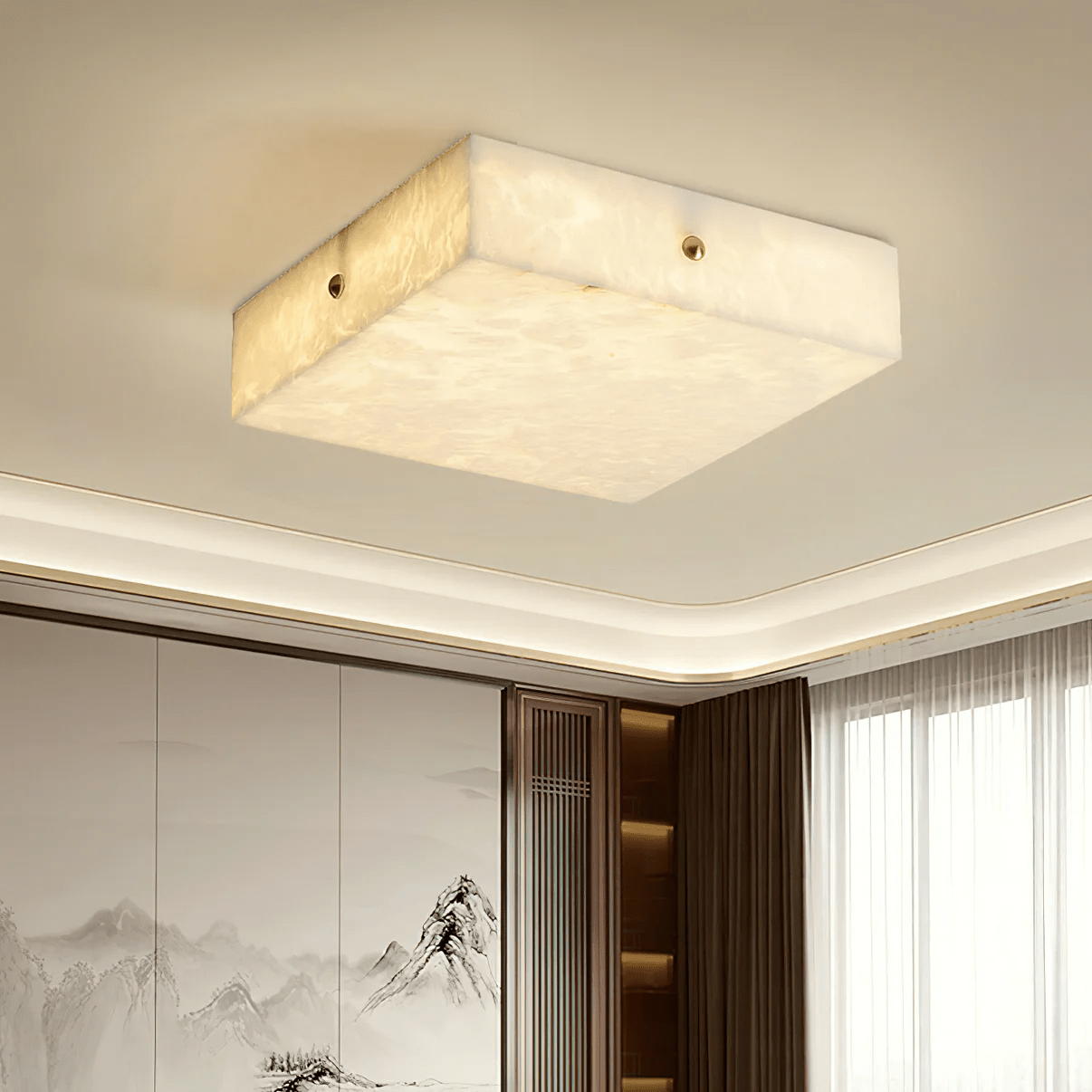 Plafonnier moderne Rocco en Albâtre Blanc