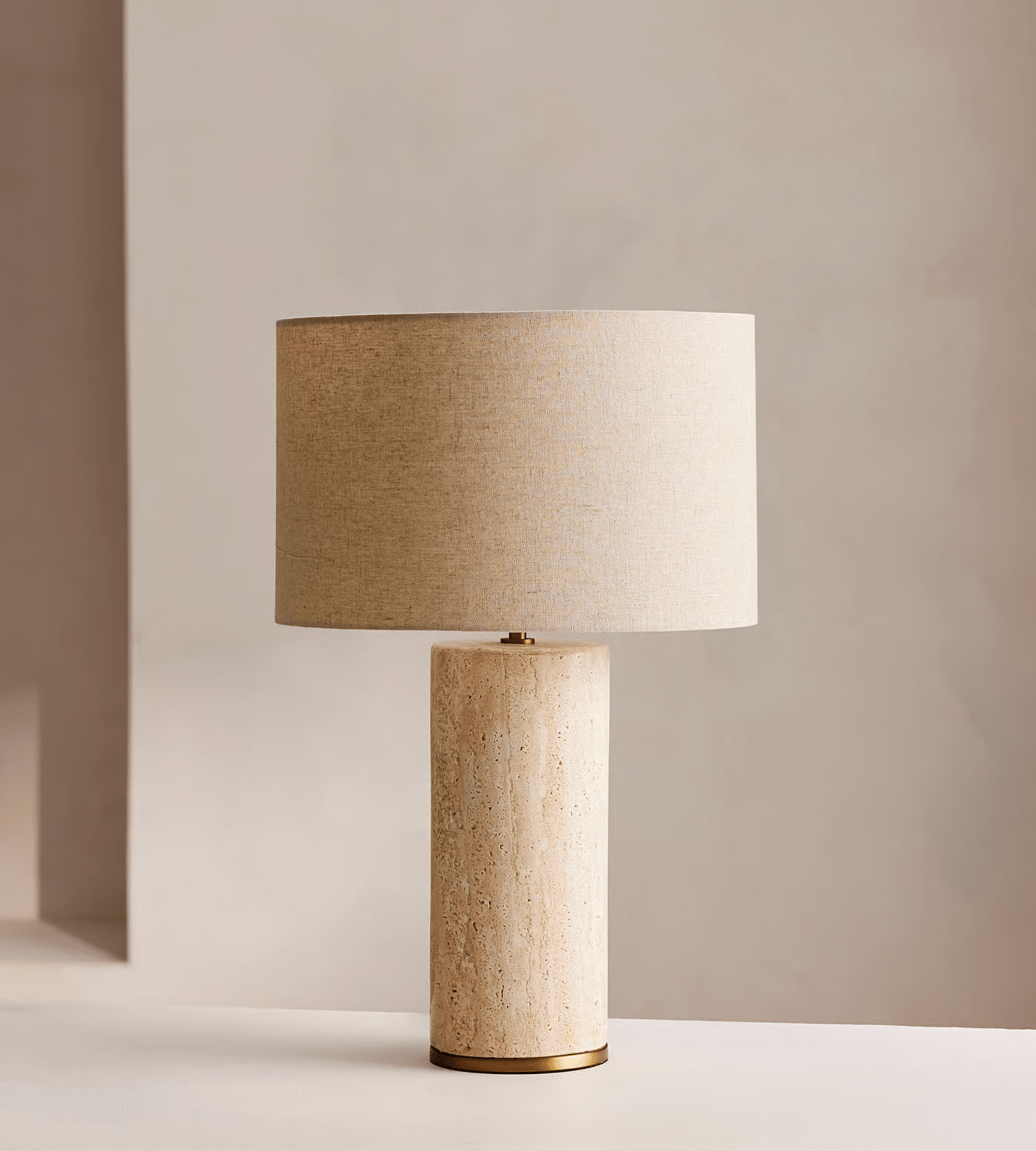 Lampe à poser moderne Hob en pierre, Marbre Rouge travertin et noir