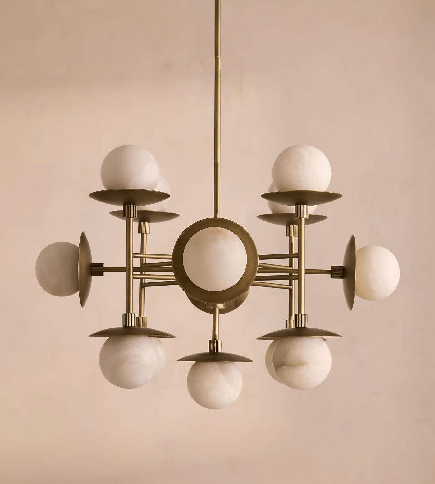 Lustre moderne Jolef en Albâtre Nickel et blanc