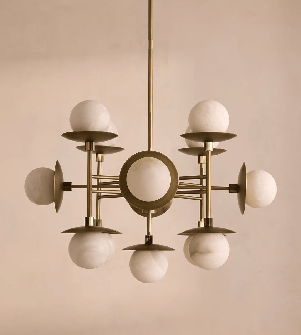 Lustre moderne Jolef en Albâtre Bronze et blanc