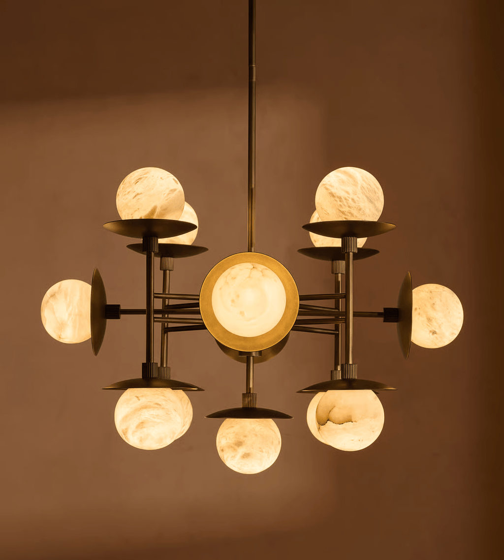 Lustre moderne Jolef en Albâtre Noir et blanc
