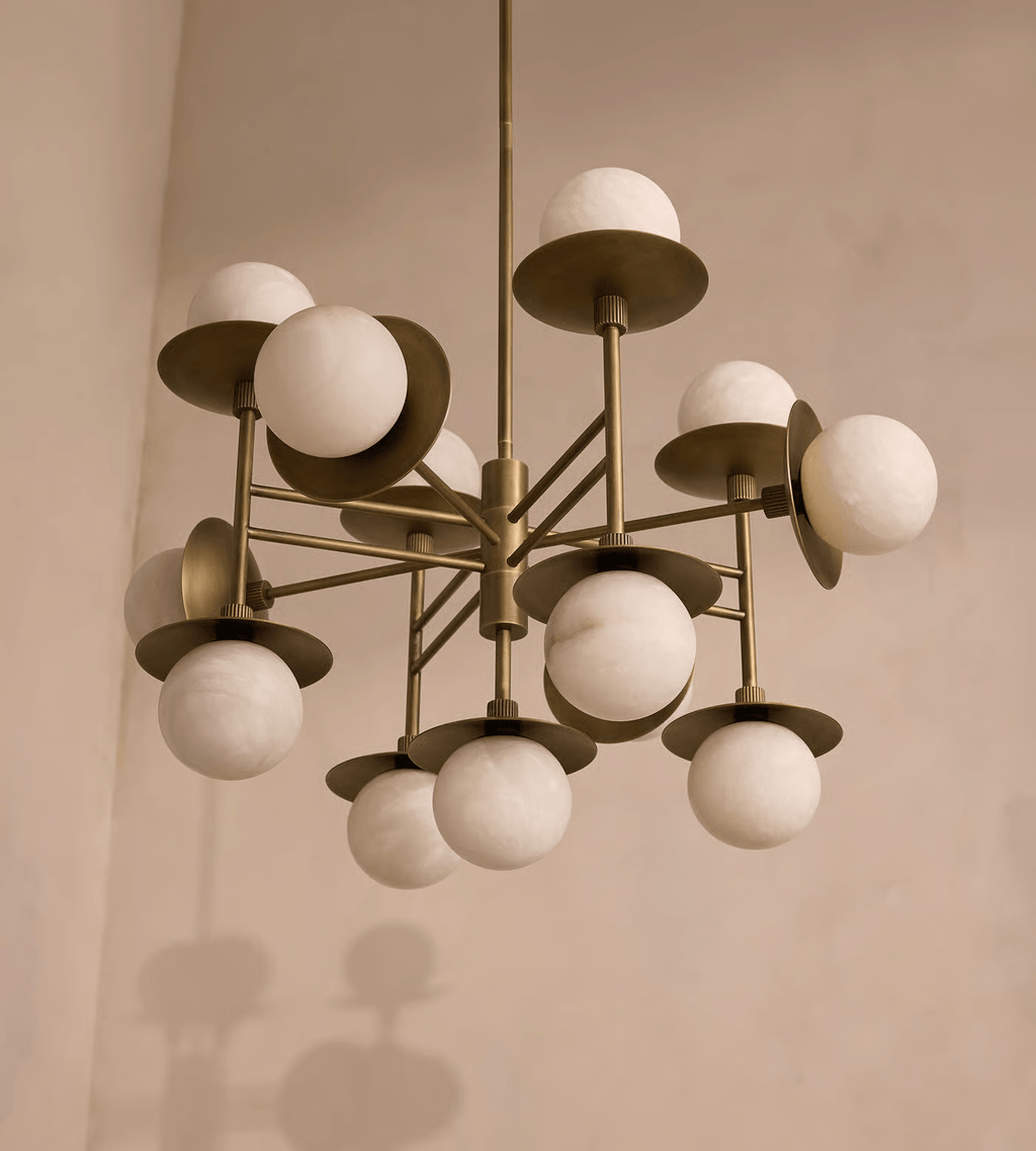 Lustre moderne Jolef en Albâtre Nickel et blanc