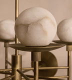 Lustre moderne Jolef en Albâtre Nickel et blanc