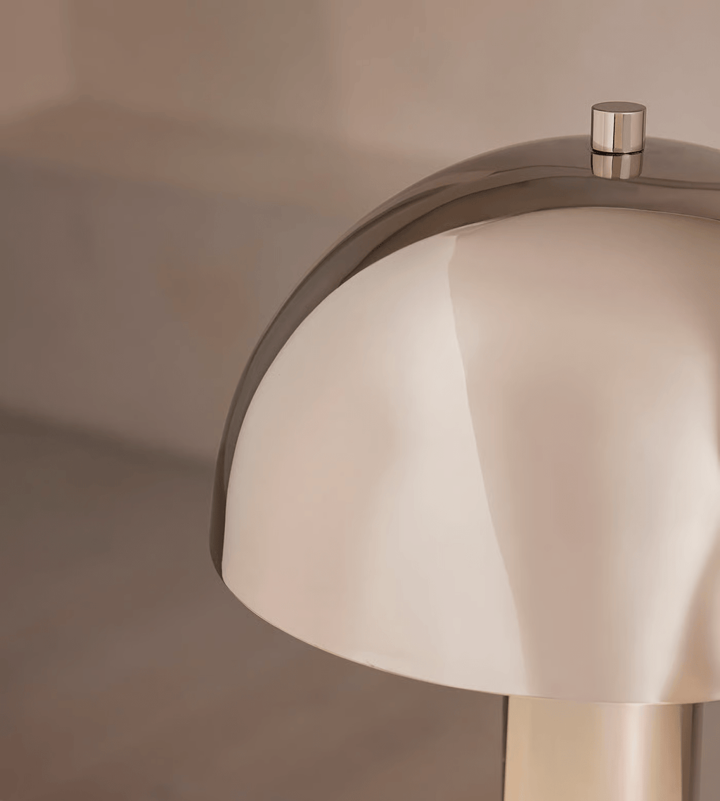 Lampe à poser moderne Agaton en chrome Gris et beige
