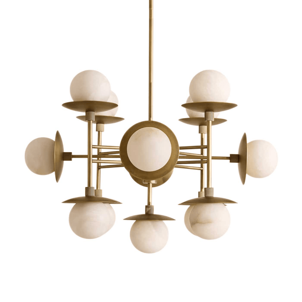 Lustre moderne Jolef en Albâtre Bronze et blanc