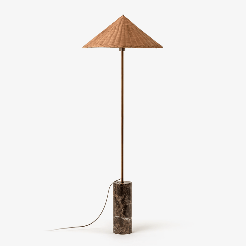 Eskild Modern Floor Lamp in Marble, Metal, Rattan and Fabric