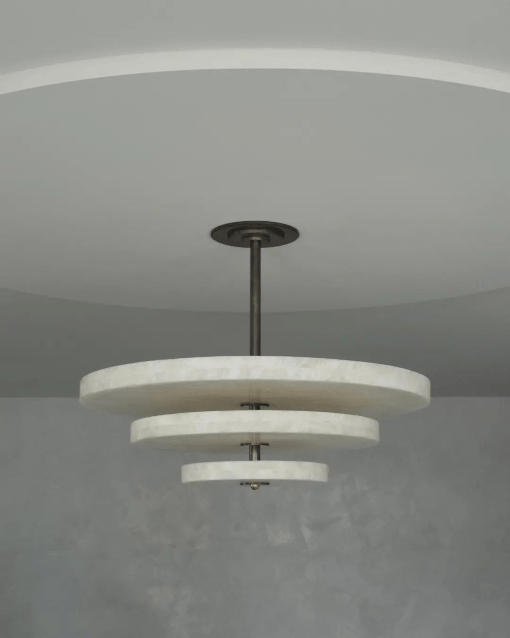 Lustre moderne Oran en Albâtre Bronze et blanc
