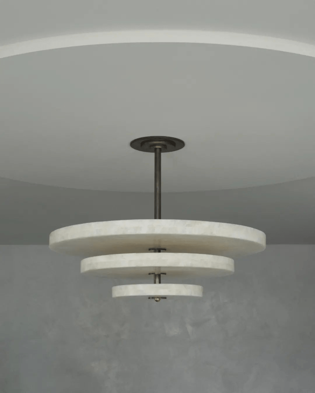 Lustre moderne Oran en Albâtre Bronze et blanc