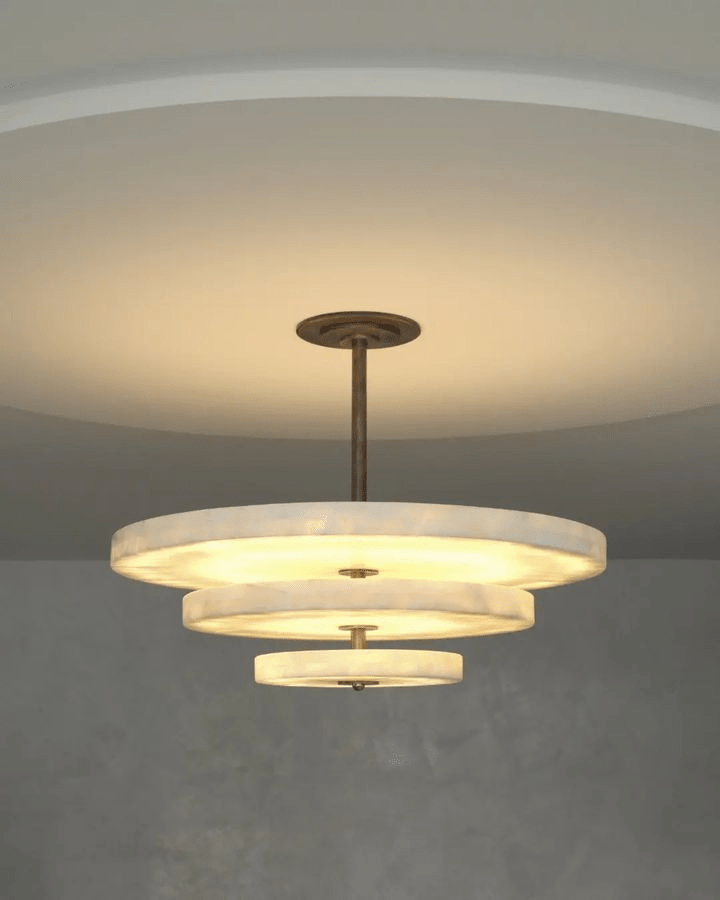 Lustre moderne Oran en Albâtre Bronze et blanc