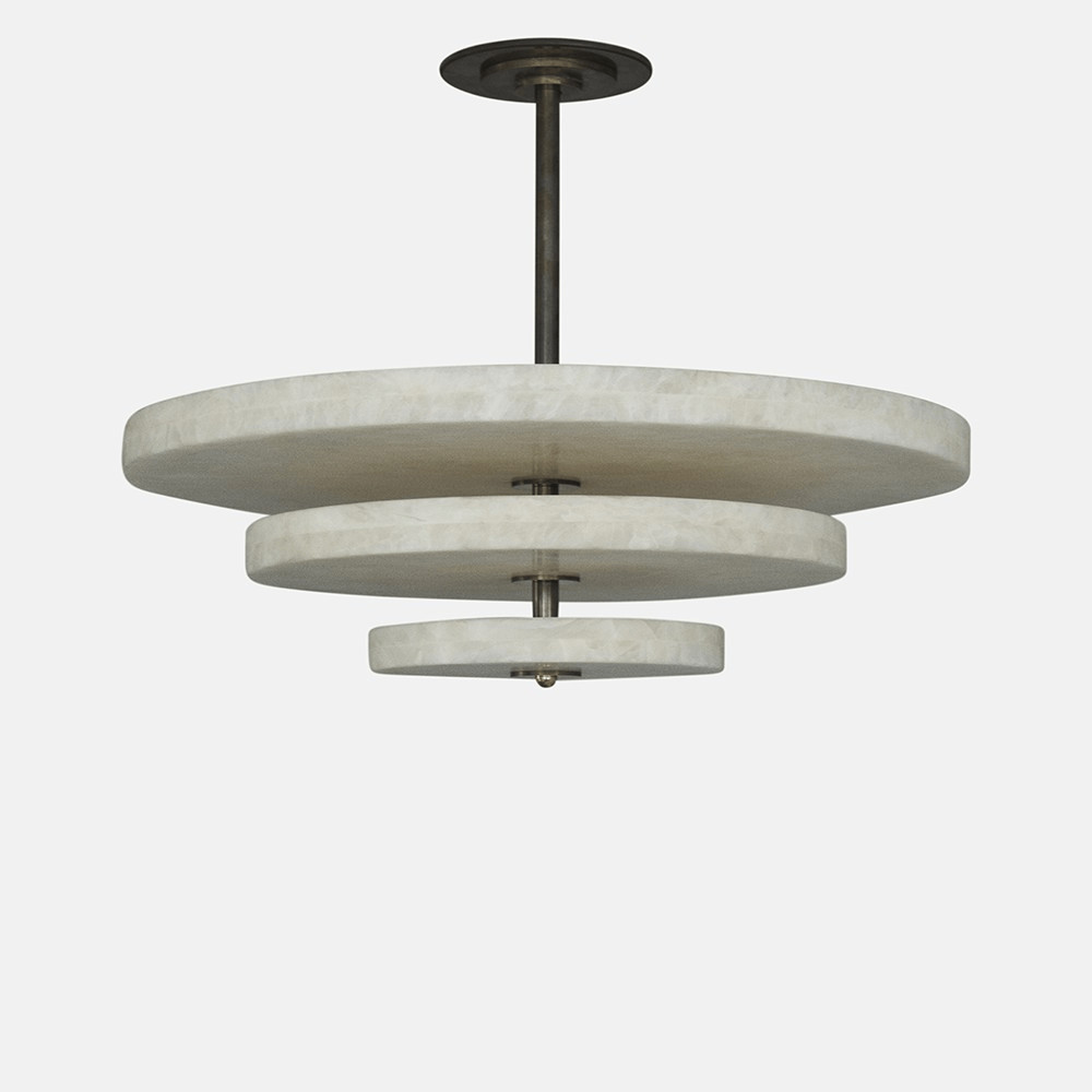 Lustre moderne Oran en Albâtre Bronze et blanc