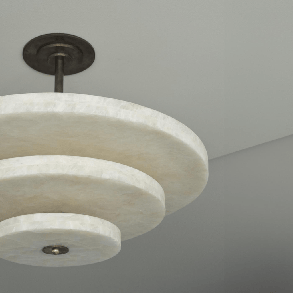 Lustre moderne Oran en Albâtre Bronze et blanc