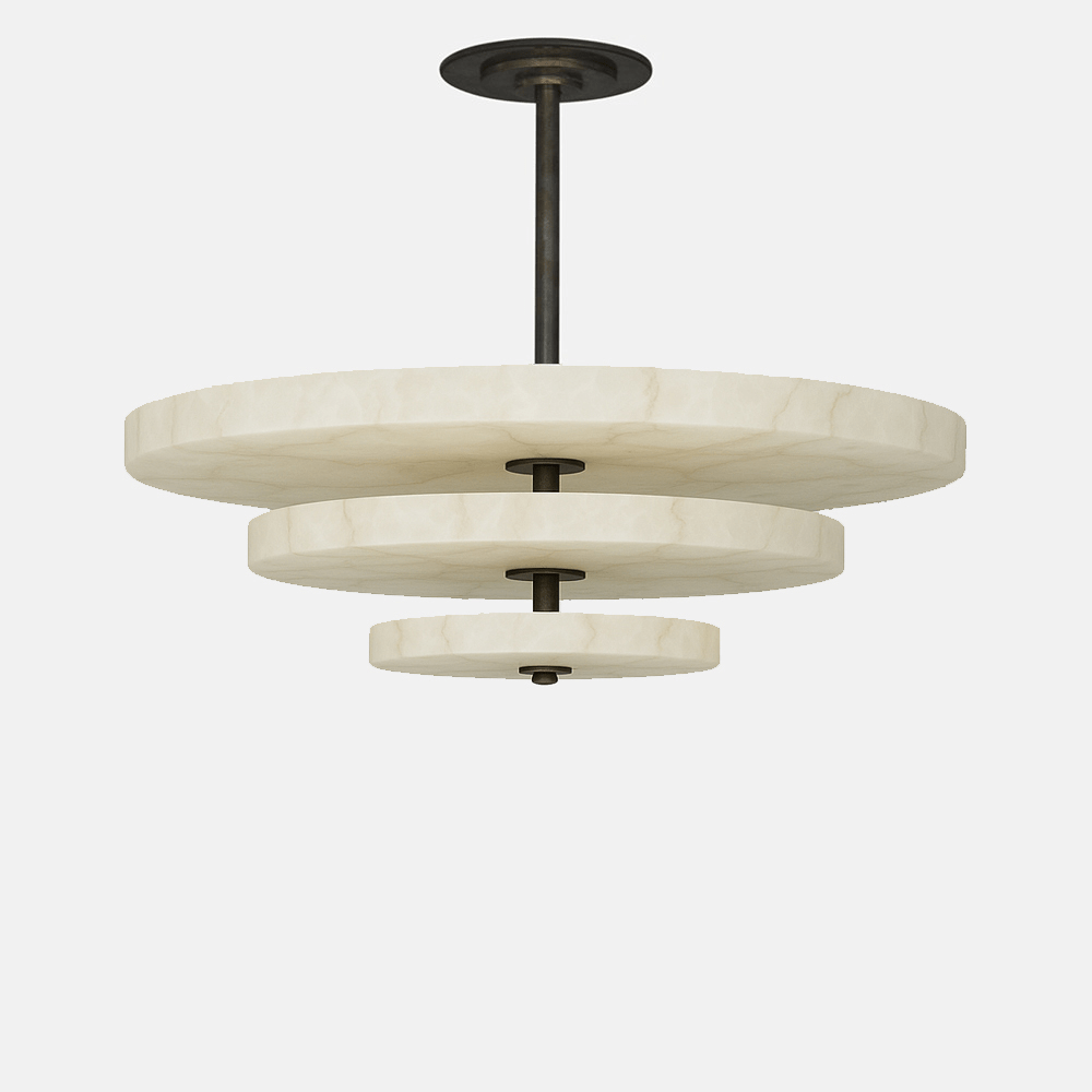 Lustre moderne Oran en Albâtre Bronze et blanc