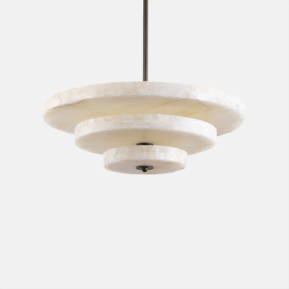 Lustre moderne Oran en Albâtre Bronze et blanc