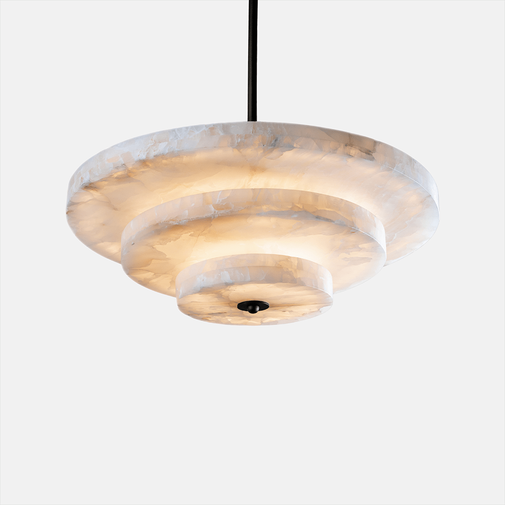 Lustre moderne Oran en Albâtre Bronze et blanc