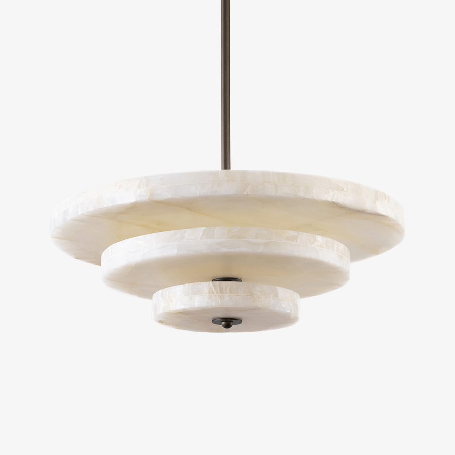 Lustre moderne Oran en Albâtre Bronze et blanc