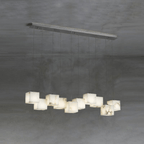 Lustre moderne Kiram en Albâtre Argenté et blanc