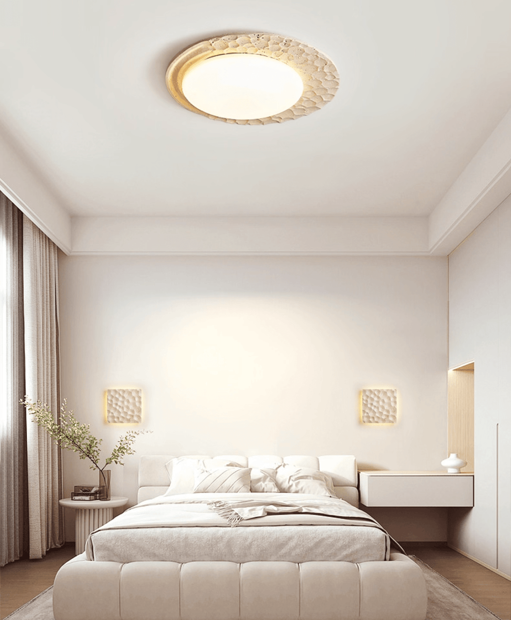 Plafonnier moderne Thjodolf en pierre Travertin jaune et blanc