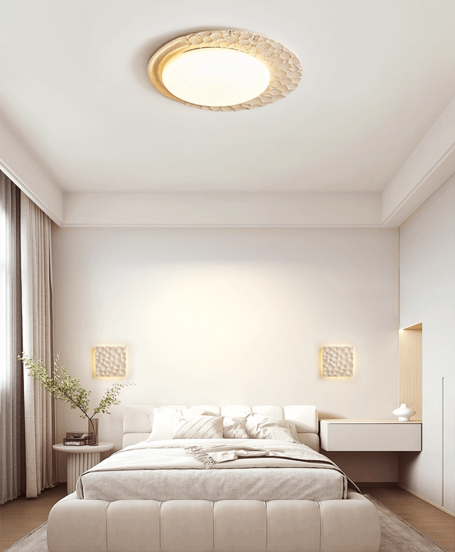 Plafonnier moderne Thjodolf en pierre Travertin jaune et blanc