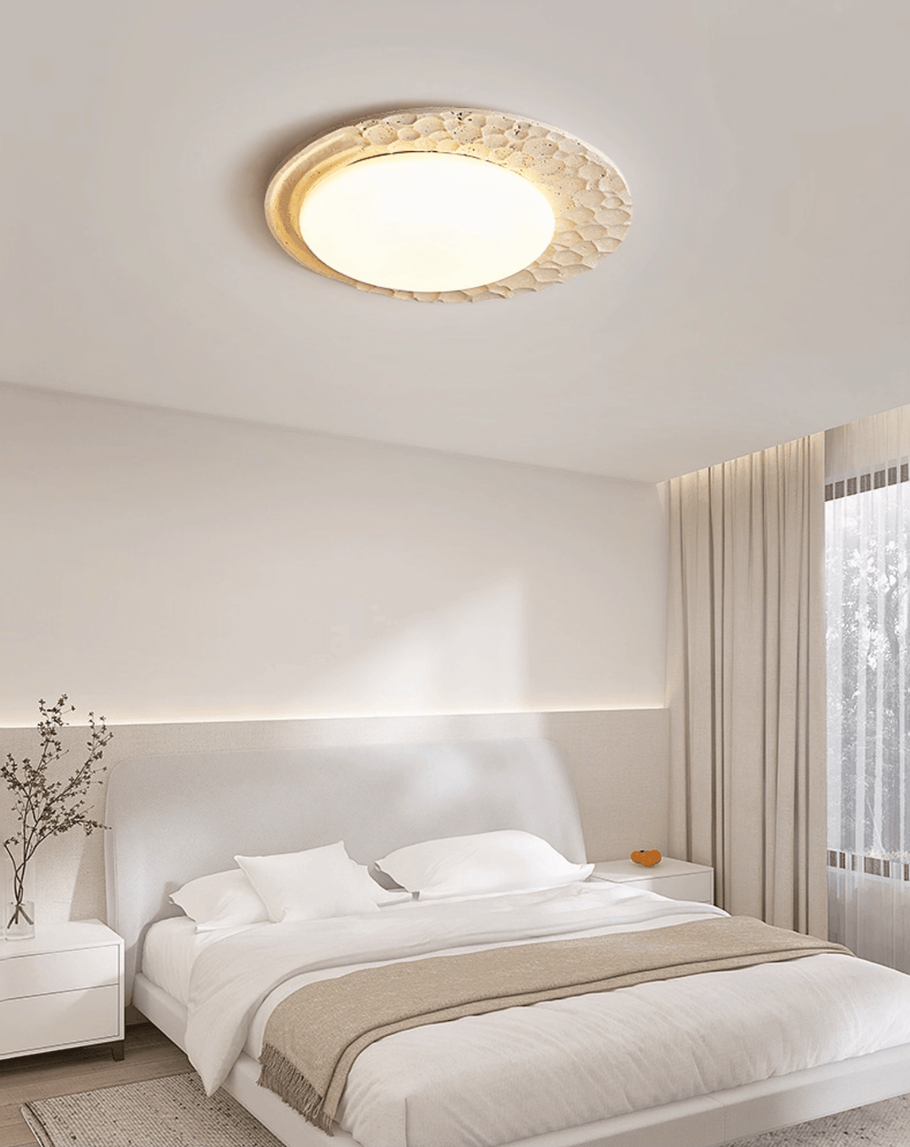 Plafonnier moderne Thjodolf en pierre Travertin jaune et blanc