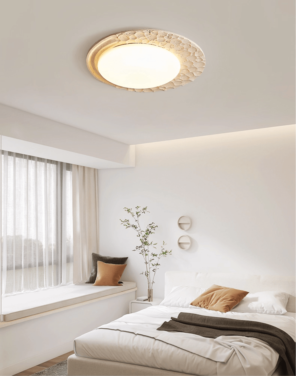 Plafonnier moderne Thjodolf en pierre Travertin jaune et blanc