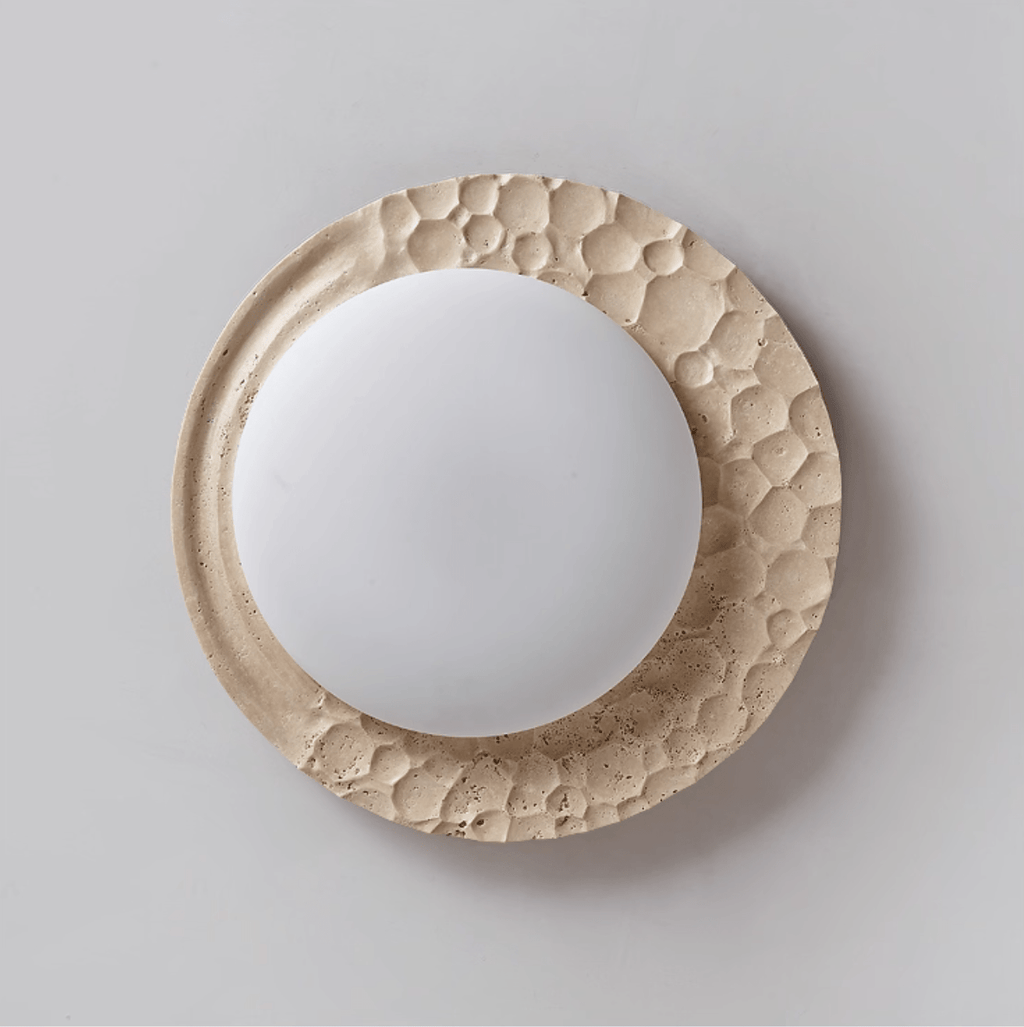 Plafonnier moderne Thjodolf en pierre Travertin jaune et blanc