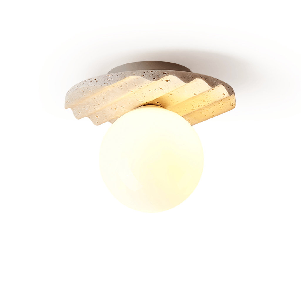 Plafonnier moderne Odell en Travertin jaune et blanc