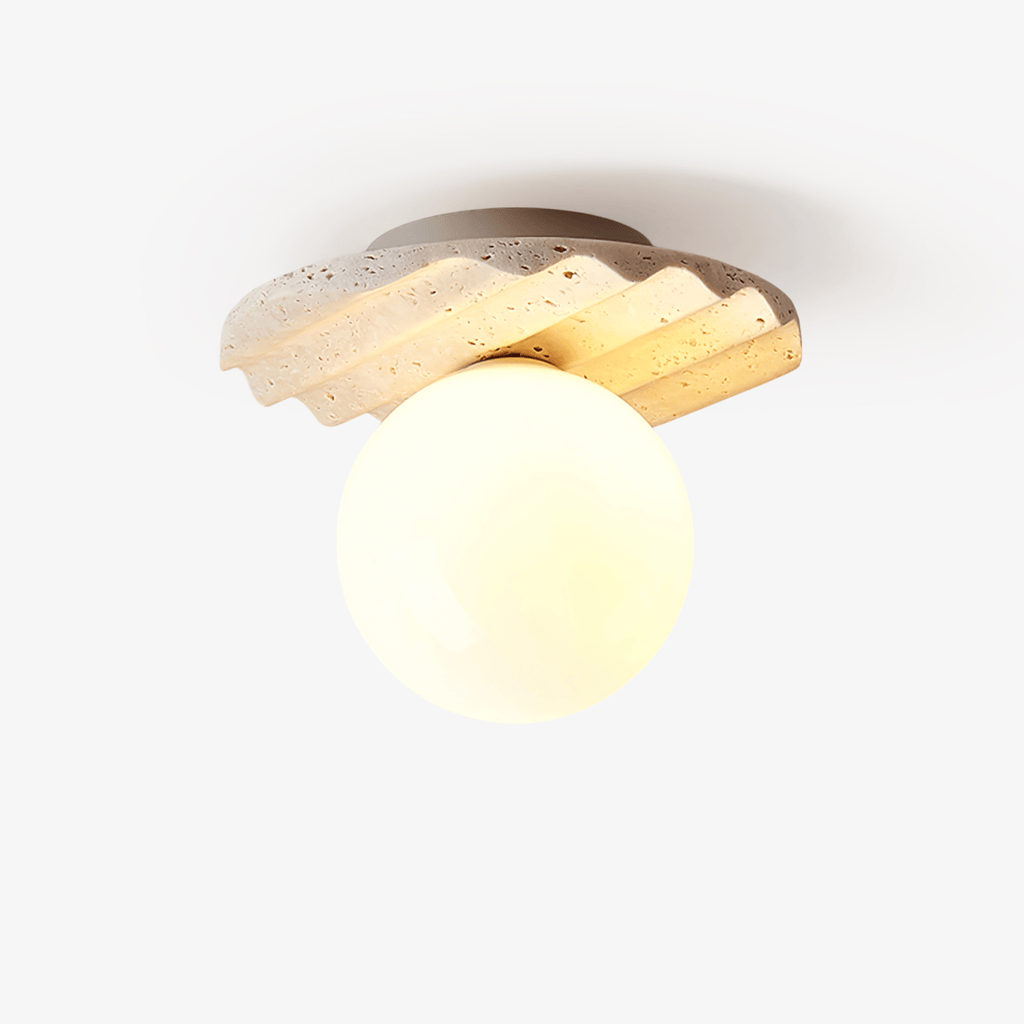 Plafonnier moderne Odell en Travertin jaune et blanc