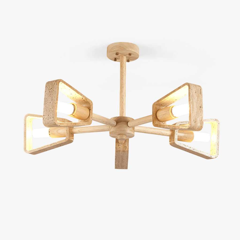 Lustre moderne Jyri en Bois et travertin jaune